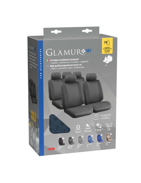Kit completo coprisedili fodere auto universali poliestere Glamur Avio Nav