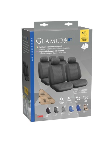 Kit completo coprisedili fodere auto universali poliestere Glamur Beige