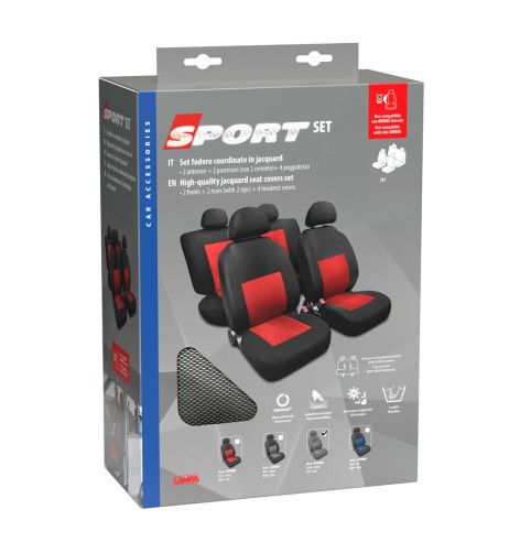 Set fodere coprisedili universali auto Sport grigio