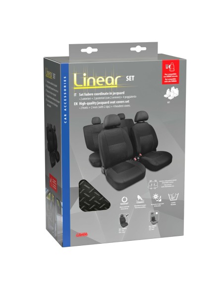 Set fodere coprisedili universali auto Linear nero