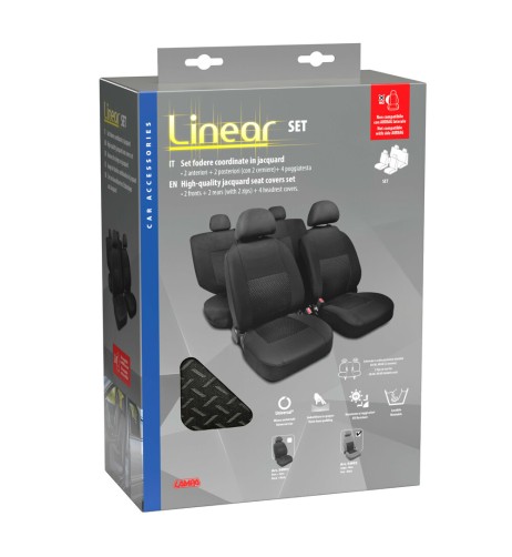 Set fodere coprisedili universali auto Linear nero grigio
