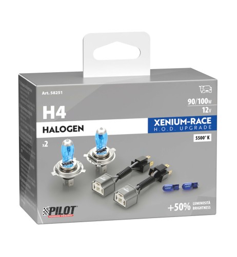 Kit coppia lampadine alogene Xenium Race H4 90 100W 5500K 12V lampadine W