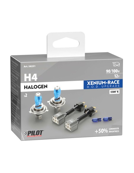 Kit coppia lampadine alogene Xenium Race H4 90 100W 5500K 12V lampadine W