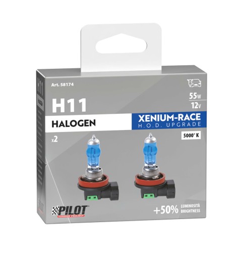 Kit 2 lampadine alogene 12V H11 55W 5000K Xenium Race