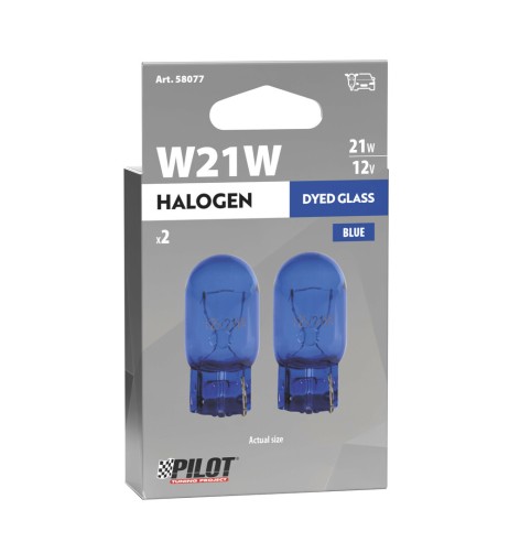 Coppia lampadine alogene Blu Xe 12V W21W W3x16d