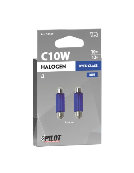 Coppia lampadine alogene Blu Xe Siluro 35mm SV8 5 8 10W 12V