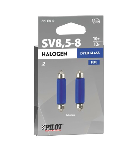 Coppia lampadine alogene Blu Xe Siluro 44mm SV8 5 8 10W 12V