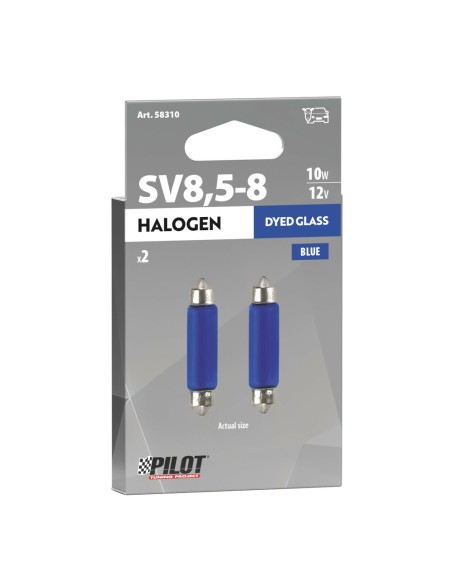Coppia lampadine alogene Blu Xe Siluro 44mm SV8 5 8 10W 12V