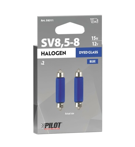 Coppia lampadine alogene Blu Xe Siluro 44mm SV8 5 8 15W 12V