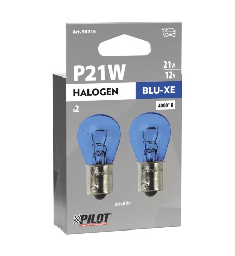 Coppia lampadine alogene Blu Xe 1 filamento 12V BA15s P21W
