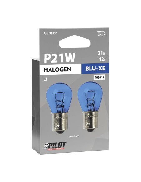 Coppia lampadine alogene Blu Xe 1 filamento 12V BA15s P21W