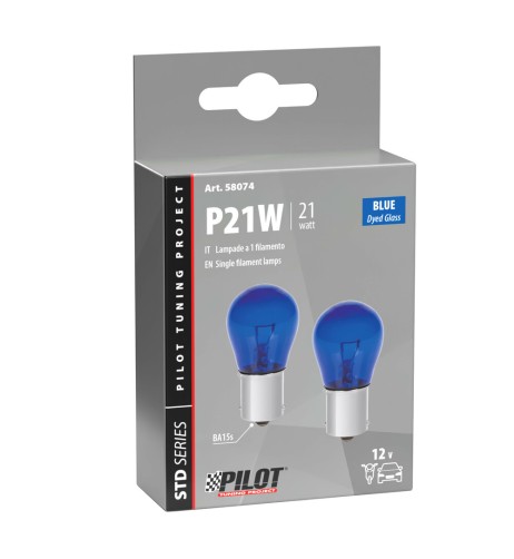 Coppia lampadine alogene Blu Xe 12V P21W BA15s