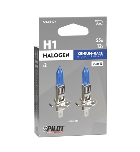 Coppia lampadine alogene Xenium Race H1 55W P14 5s 5000K 12V