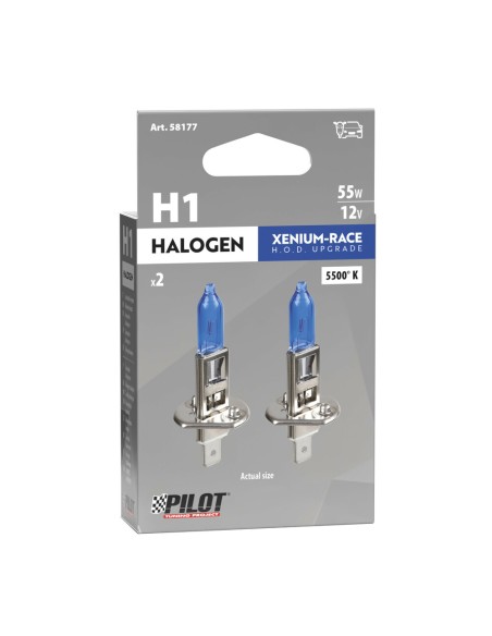 Coppia lampadine alogene Xenium Race H1 55W P14 5s 5000K 12V