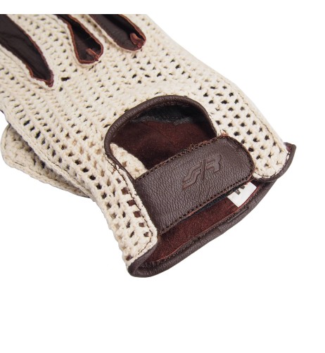 Guanti da guida vintage in vera pelle e retina taglia L