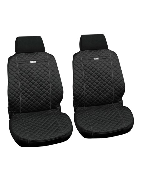 Coppia coprisedili fodere auto anteriori Ziga in cotone trapuntato nero