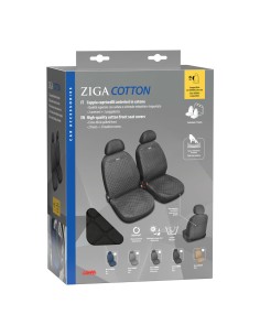 Coppia coprisedili fodere auto anteriori Ziga in cotone trapuntato nero 2