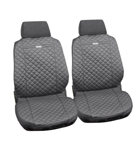 Coppia coprisedili fodere auto anteriori Ziga in cotone trapuntato grigio