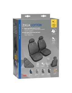 Coppia coprisedili fodere auto anteriori Ziga in cotone trapuntato grigio 2