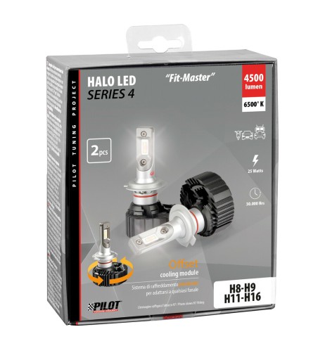 Kit di conversione a LED Halo Led Fit Master 2pz lampada H8 H9 H11 H16 25W 