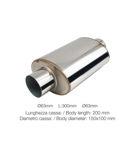Silenziatore universale inox grezzo uscita rotonda dritta ESR9 300mm