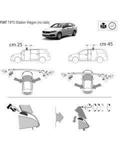 Kit barre portatutto LP47 per Fiat Tipo SW senza railing dal 2016 2