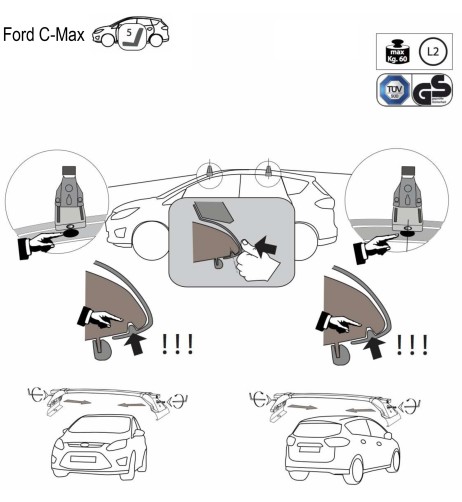 Kit barre portatutto LP47 per Ford C Max Monovolume 5 posti dal 2010