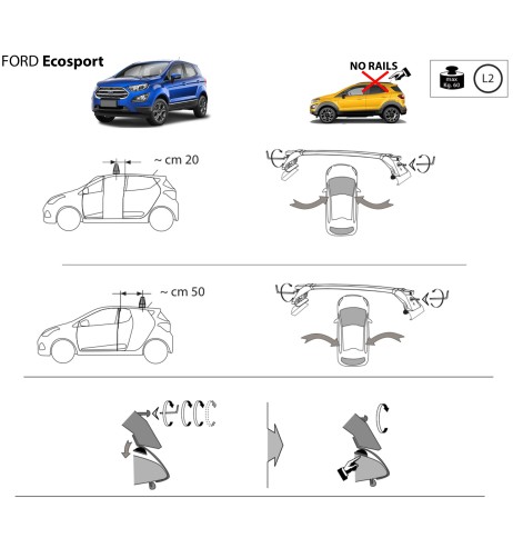 Kit barre portatutto LP47 per Ford Ecosport dal 2014