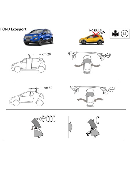 Kit barre portatutto LP47 per Ford Ecosport dal 2014