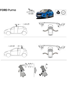 Kit barre portatutto LP47 per Ford Puma 5 porte dal 2019 2