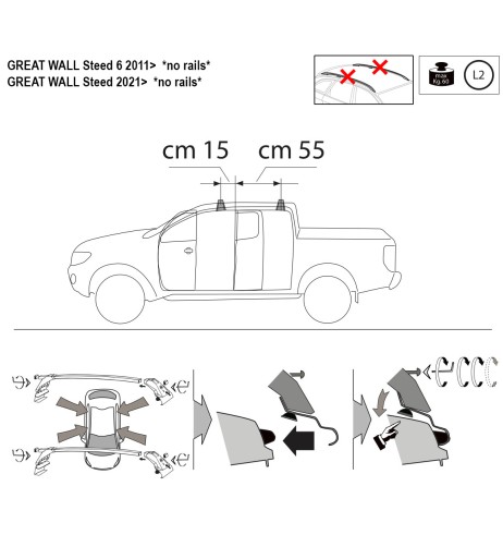 Kit barre portatutto LP47 per Great Wall Steed dal 2011