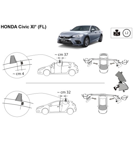 Kit barre portatutto LP47 per Honda Civic XI 5 porte dal 2022