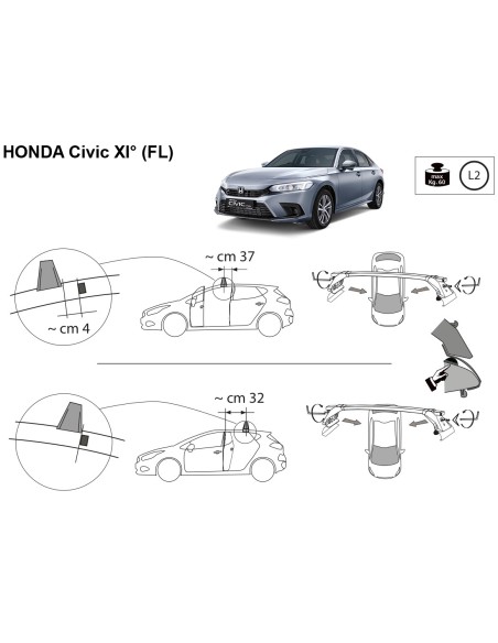 Kit barre portatutto LP47 per Honda Civic XI 5 porte dal 2022