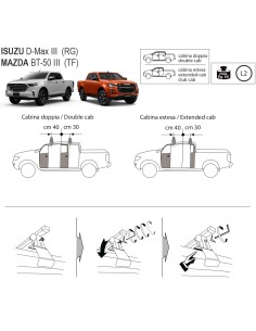 Kit barre portatutto LP47 per Isuzu D Max III dal 2020 2