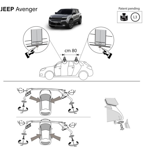 Kit barre portatutto LP47 per Jeep Avenger dal 2022
