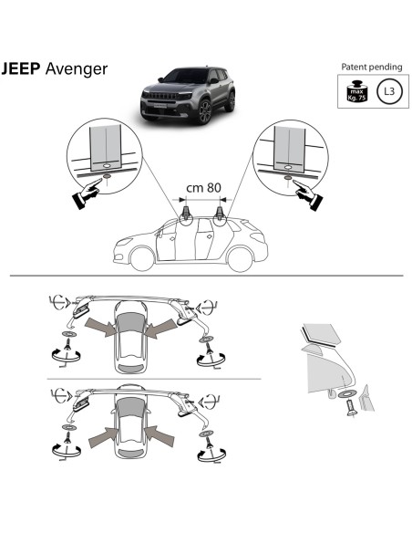 Kit barre portatutto LP47 per Jeep Avenger dal 2022