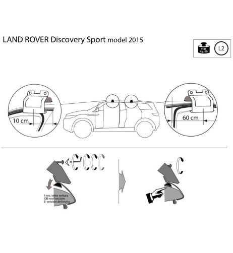 Kit barre portatutto LP47 per Land Rover Discovery Sport dal 2014