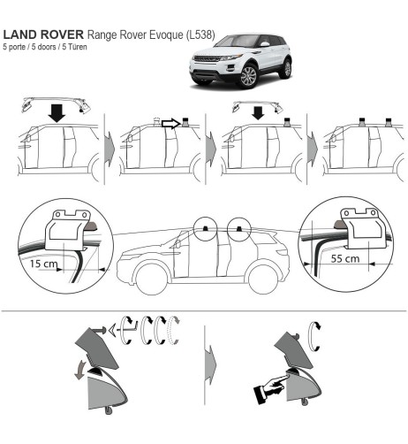 Kit barre portatutto LP47 per Land Rover Evoque 5p 2011 2018
