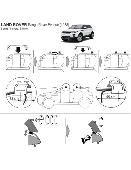 Kit barre portatutto LP47 per Land Rover Evoque 5p 2011 2018