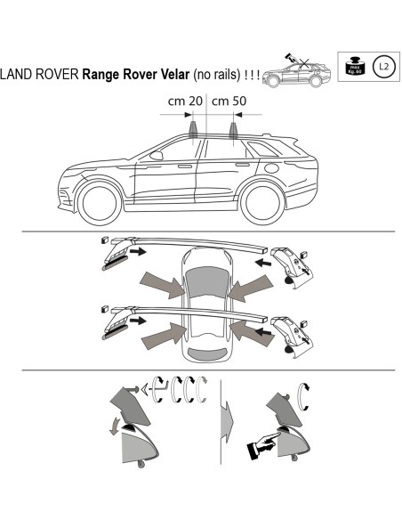 Kit barre portatutto LP47 per Land Rover Velar senza corrimano dal 2017