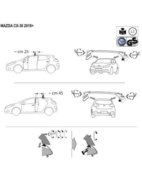 Kit barre portatutto LP47 per Mazda CX 30 5 porte dal 2019
