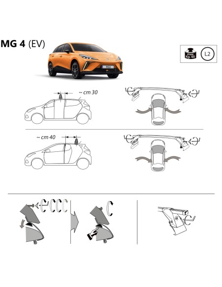 Kit barre portatutto LP47 per MG 4 dal 2022