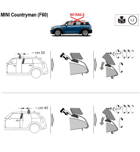 Kit barre portatutto LP47 per Mini Countryman senza railing 2017 2023