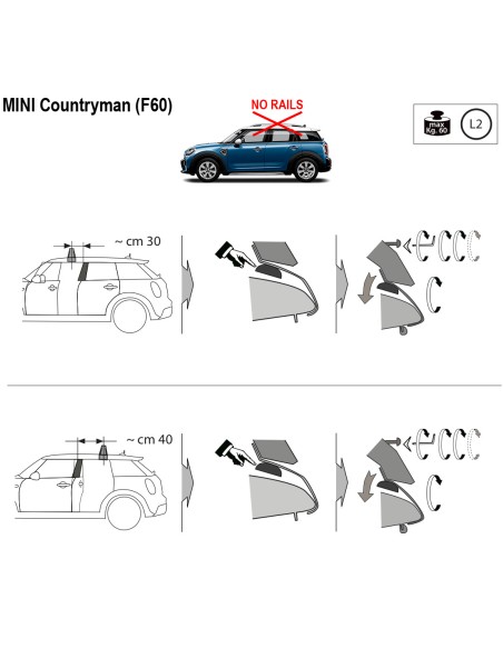 Kit barre portatutto LP47 per Mini Countryman senza railing 2017 2023