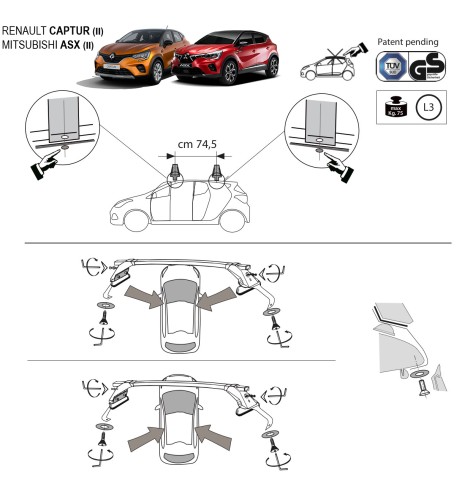 Kit barre portatutto LP47 per Mitsubishi ASX dal 2023