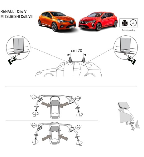 Kit barre portatutto LP47 per Mitsubishi Colt dal 2023