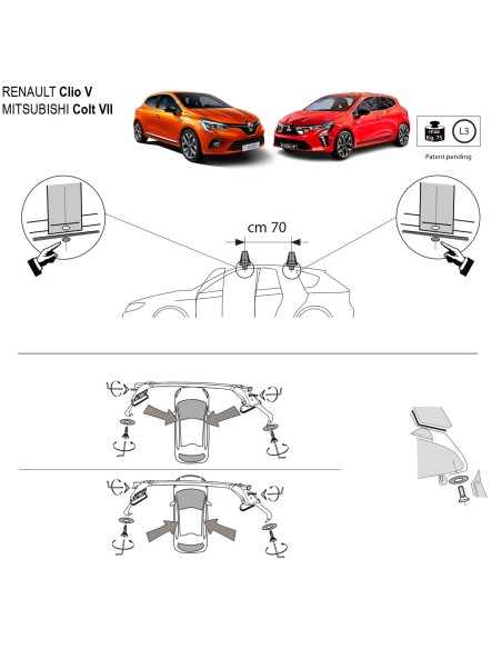 Kit barre portatutto LP47 per Mitsubishi Colt dal 2023