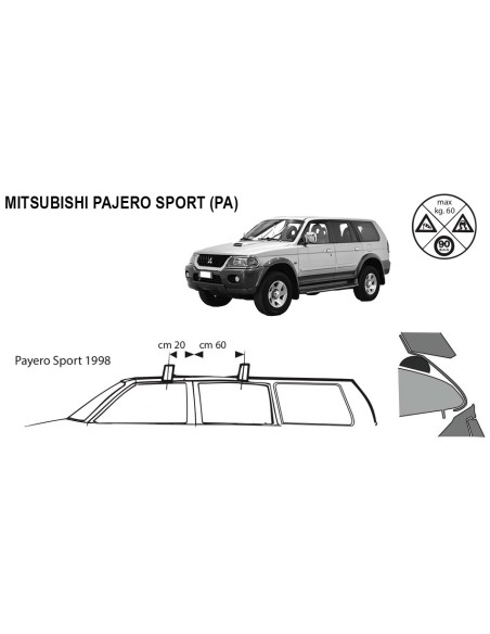 Kit barre portatutto LP47 per Mitsubishi Pajero Sport 1998 2008