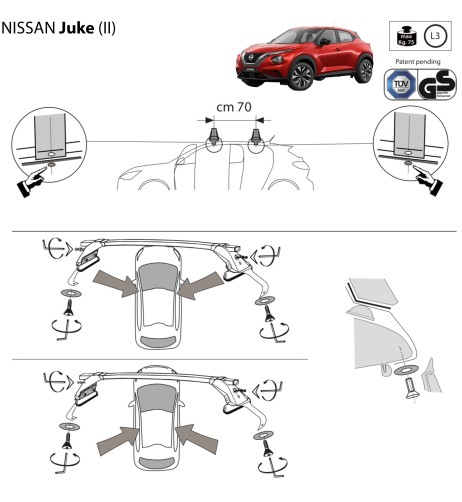 Kit barre portatutto LP47 per Nissan Juke 5 porte dal 2019