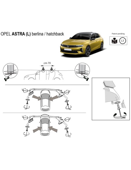 Kit barre portatutto LP47 per Opel Astra L 5p dal 2021